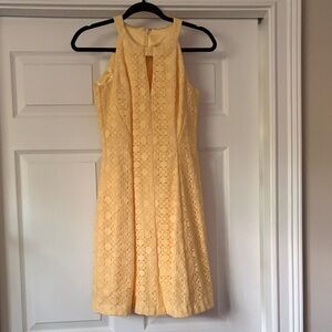 White House Black Market YellowTextured Dress